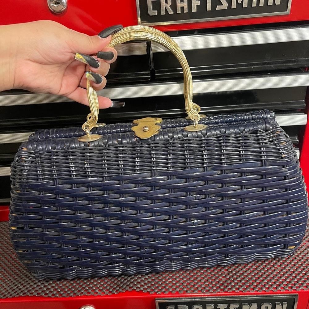 Lesco Lana 1960s navy purse